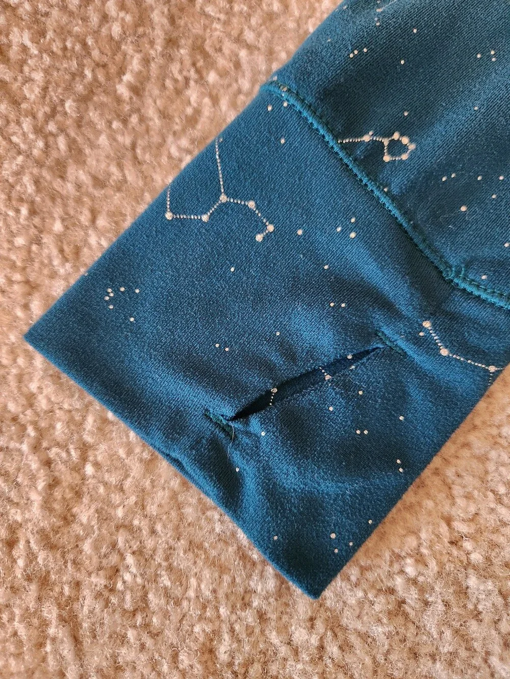 TEK Gear Girls Dk Teal Long Sleeve Shirt Constellation Pattern Keyhole XL 14-16